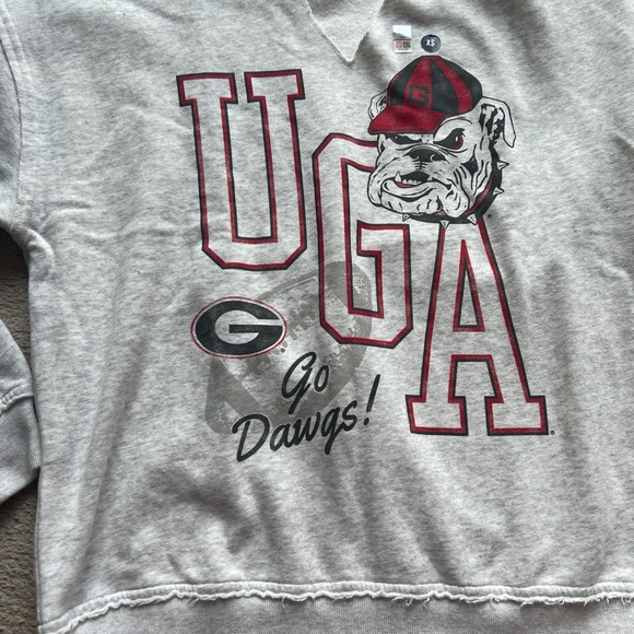 GEORGIA UGA Dawgs BULLDOGS Hollister Gray Graphic Notch Neck Sweatshirt Sweater - Picture 8 of 11